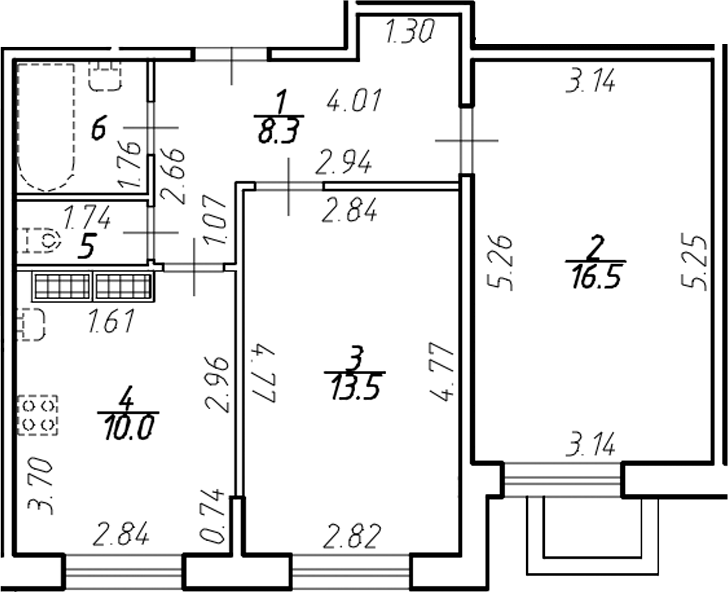 Планировка — Ингрия Лэнд, 2-комн., 53 м²