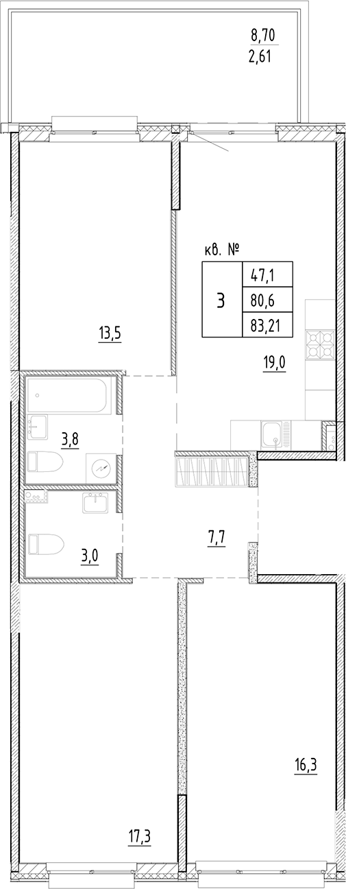Планировка — PLUS Пулковский, 4-комн., 81 м²
