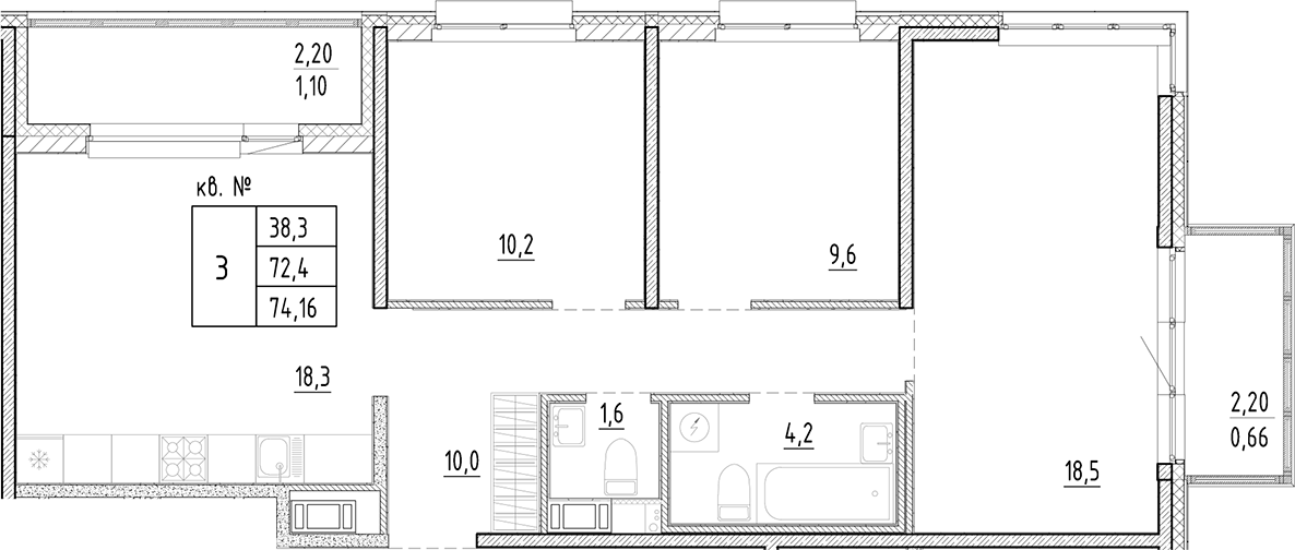 Планировка — PLUS Пулковский, 4-комн., 72 м²