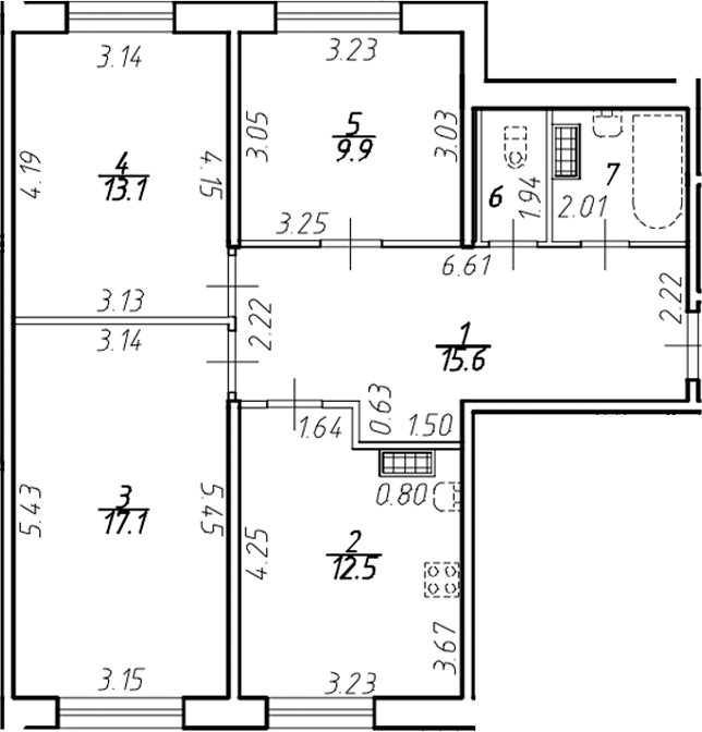 Планировка — Ингрия Лэнд, 3-комн., 73 м²