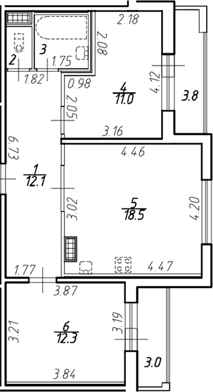 Планировка — Ингрия Лэнд, 2-комн., 58 м²