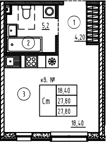 Планировка — PLUS Пулковский, Студия, 28 м²