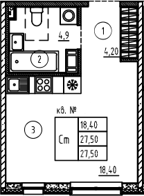 Планировка — PLUS Пулковский, Студия, 28 м²