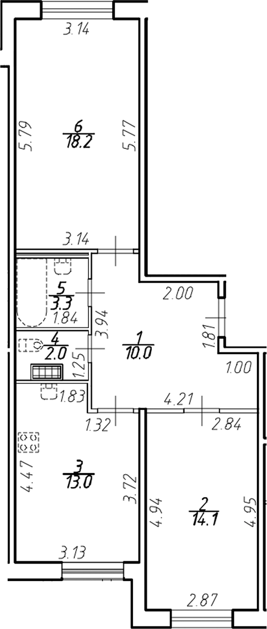 Планировка — Ингрия Лэнд, 2-комн., 63 м²