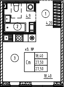 Планировка — PLUS Пулковский, Студия, 28 м²