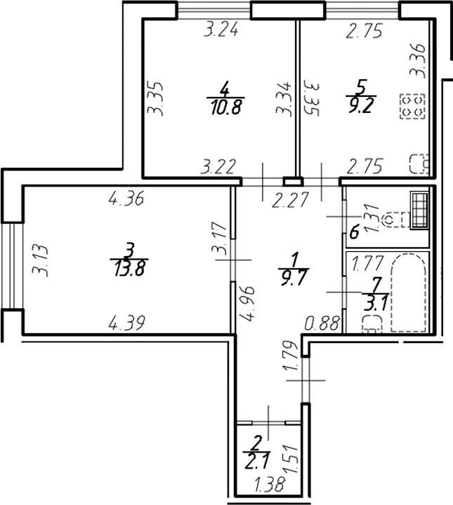 Планировка — Ингрия Лэнд, 2-комн., 51 м²