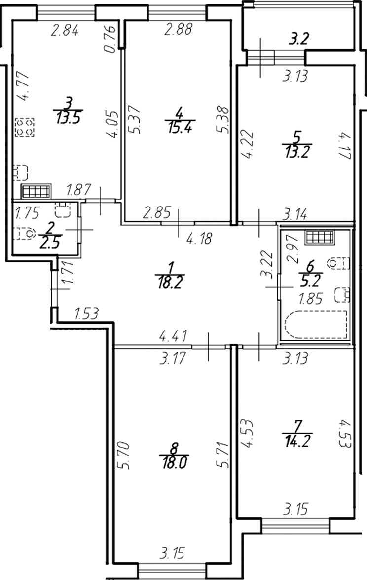 Планировка — Ингрия Лэнд, 4-комн., 99 м²