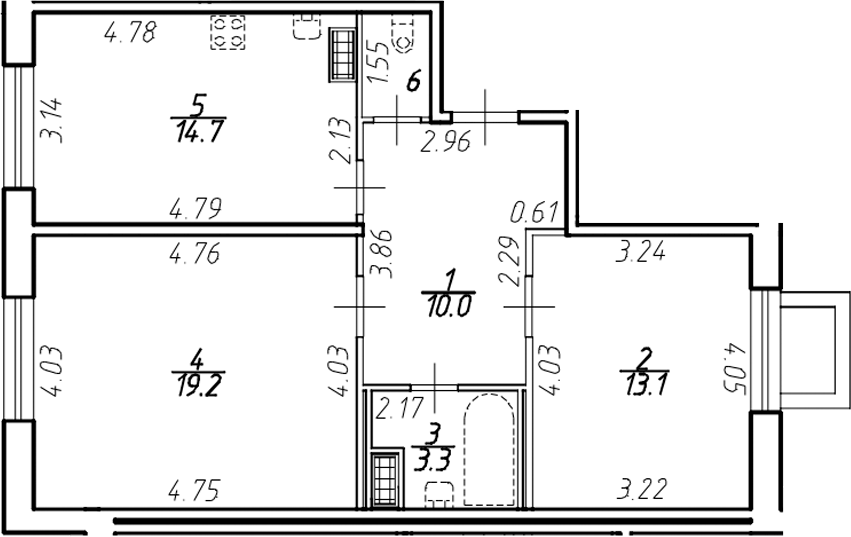 Планировка — Ингрия Лэнд, 2-комн., 62 м²