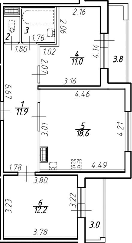 Планировка — Ингрия Лэнд, 2-комн., 58 м²
