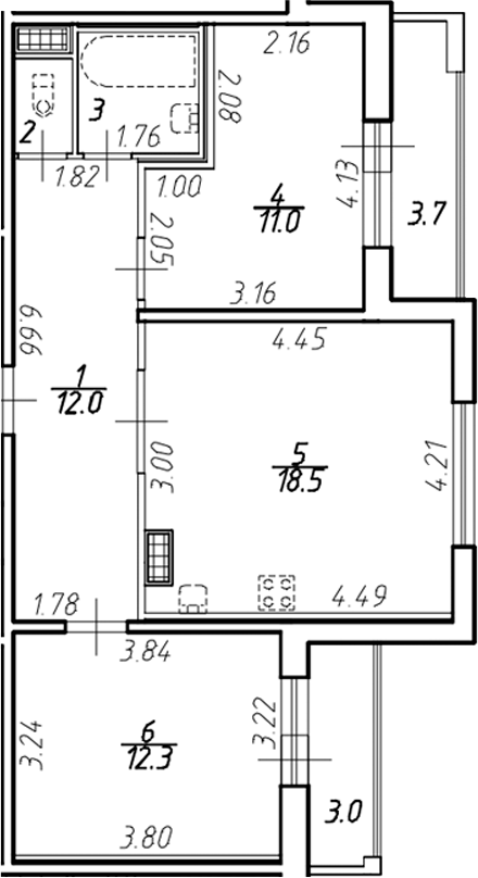 Планировка — Ингрия Лэнд, 2-комн., 58 м²