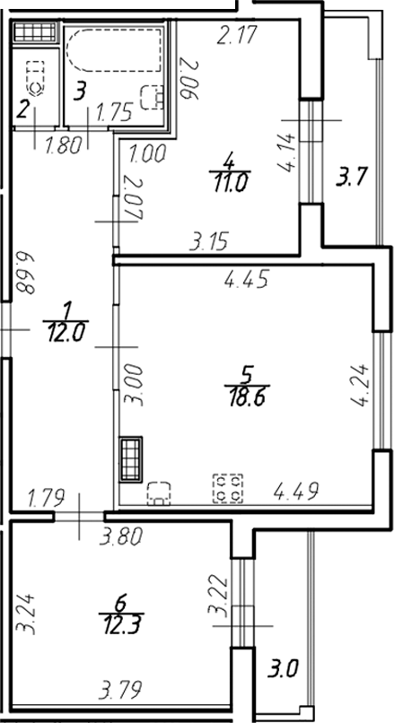 Планировка — Ингрия Лэнд, 2-комн., 58 м²