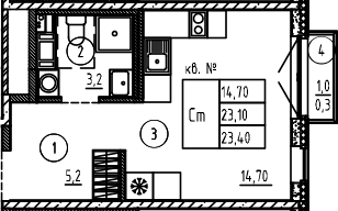 Планировка — PLUS Пулковский, Студия, 23 м²