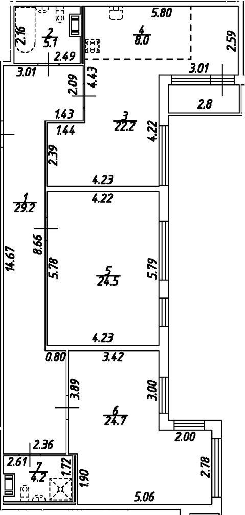 Планировка — Дом на Бронницкой, 3-комн., 118 м²