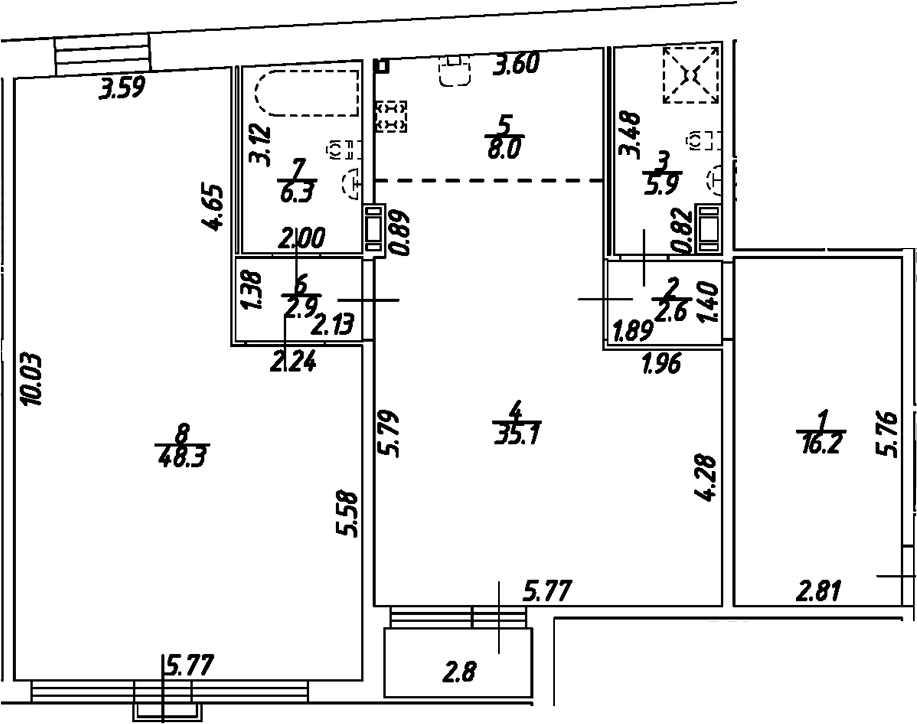 Планировка — Дом на Бронницкой, 2-комн., 125 м²
