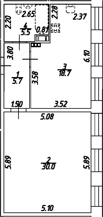 Планировка — Дом на Бронницкой, 2-комн., 60 м²