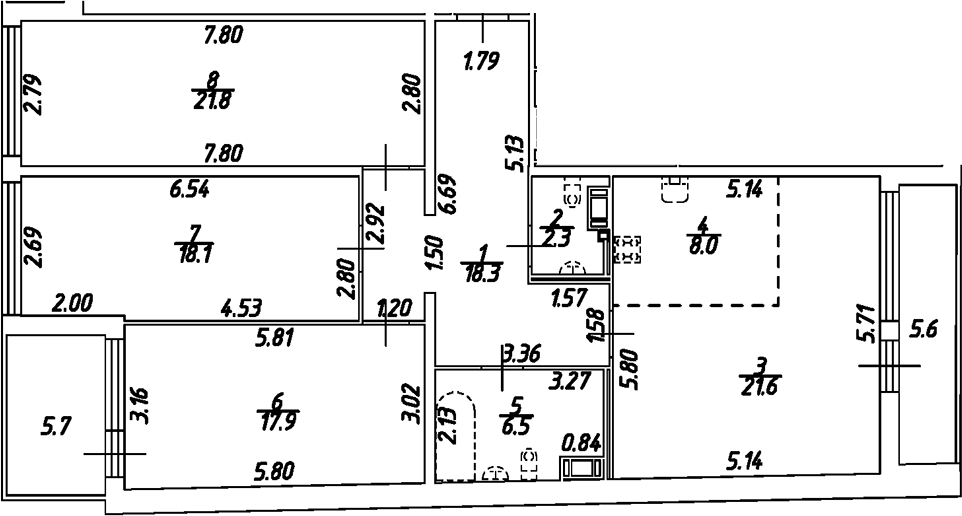 Планировка — Дом на Бронницкой, 4-комн., 115 м²