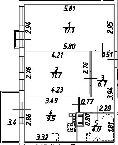 Планировка — Дом на Бронницкой, 2-комн., 49 м²