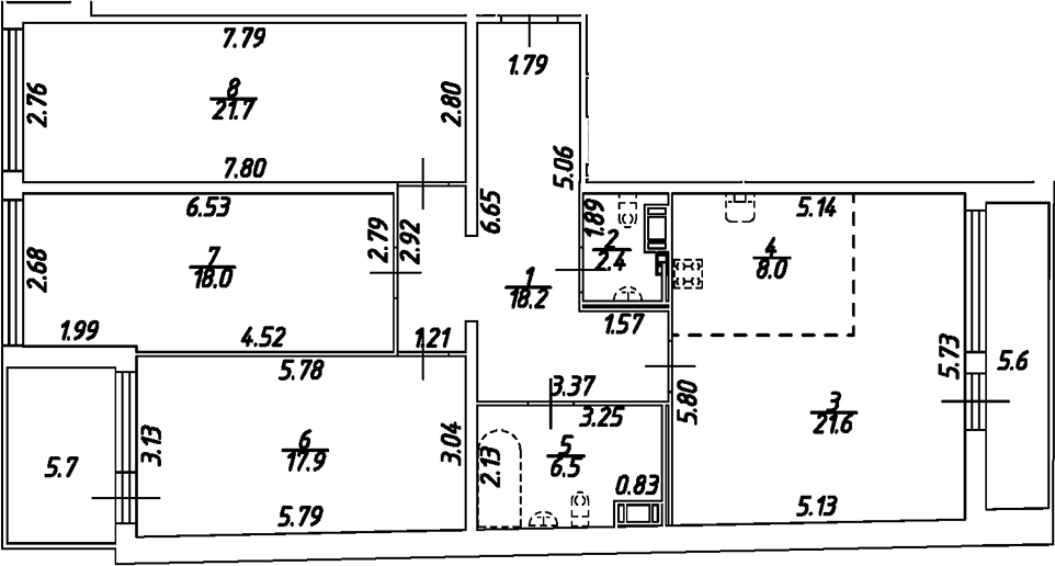 Планировка — Дом на Бронницкой, 4-комн., 114 м²