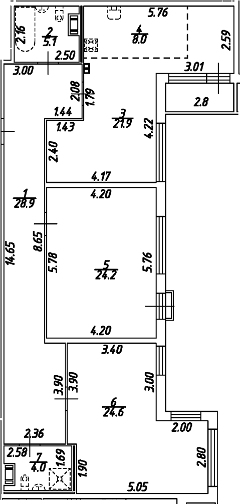 Планировка — Дом на Бронницкой, 3-комн., 117 м²