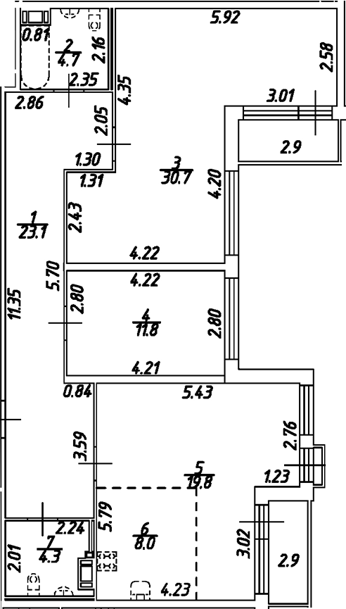 Планировка — Дом на Бронницкой, 3-комн., 102 м²
