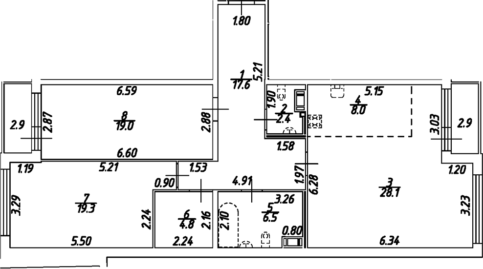 Планировка — Дом на Бронницкой, 3-комн., 106 м²