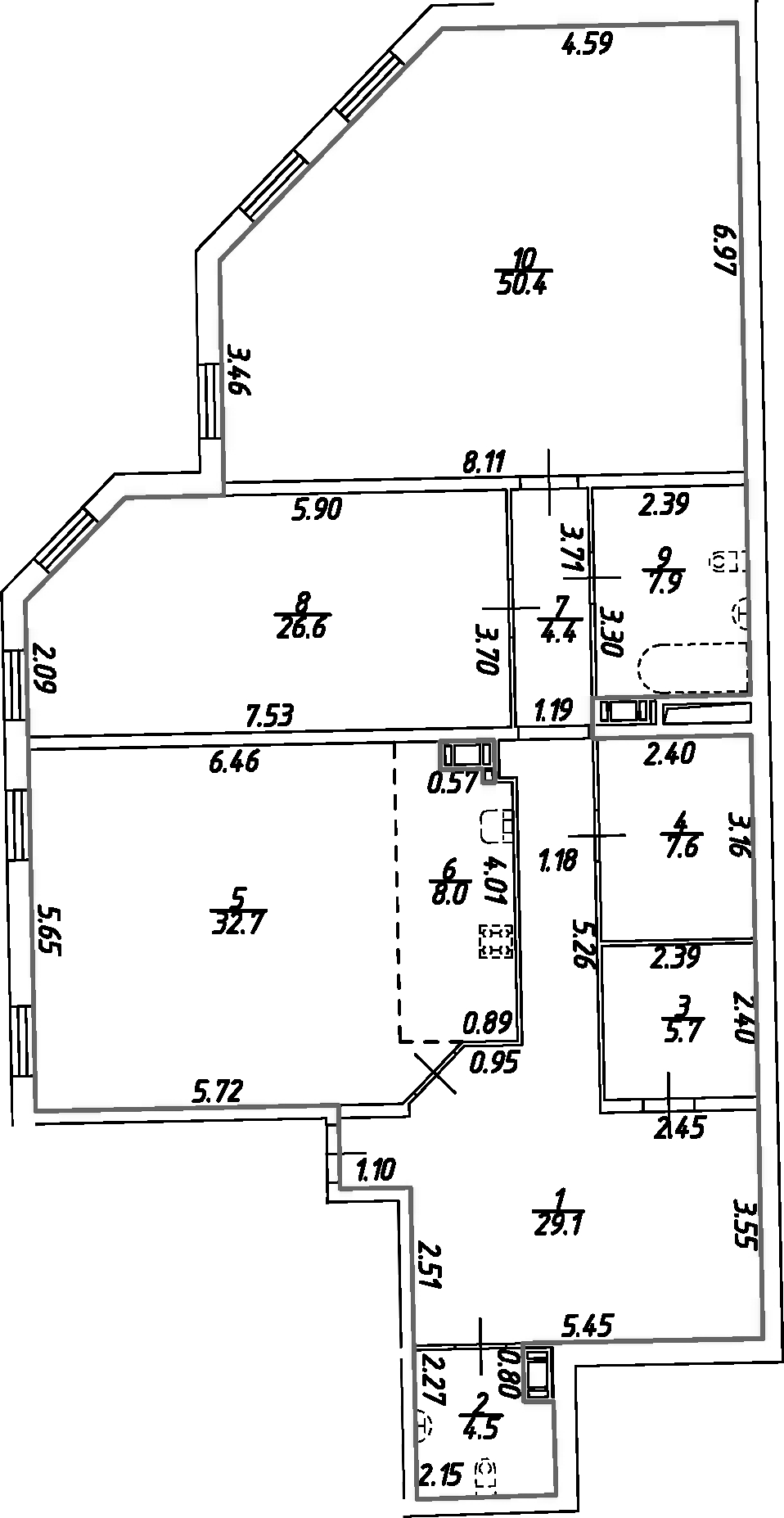 Планировка — Дом на Бронницкой, 3-комн., 177 м²