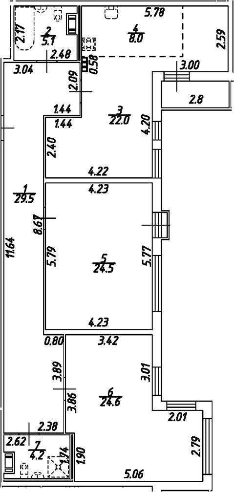 Планировка — Дом на Бронницкой, 3-комн., 118 м²