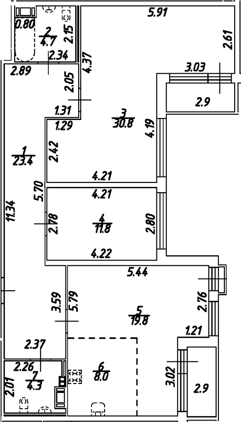 Планировка — Дом на Бронницкой, 3-комн., 103 м²