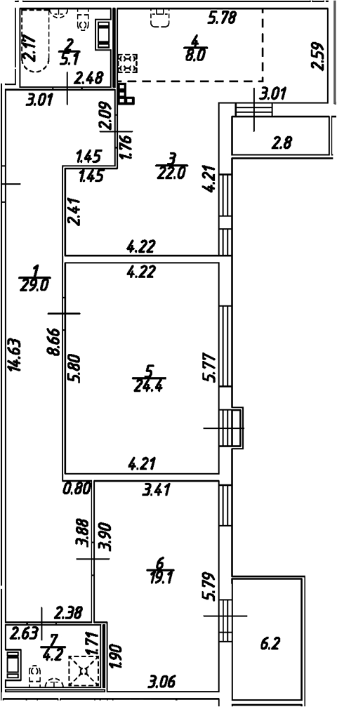 Планировка — Дом на Бронницкой, 3-комн., 112 м²