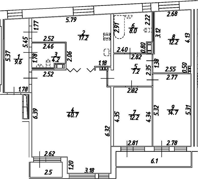 Планировка — Дом на Бронницкой, 4-комн., 126 м²