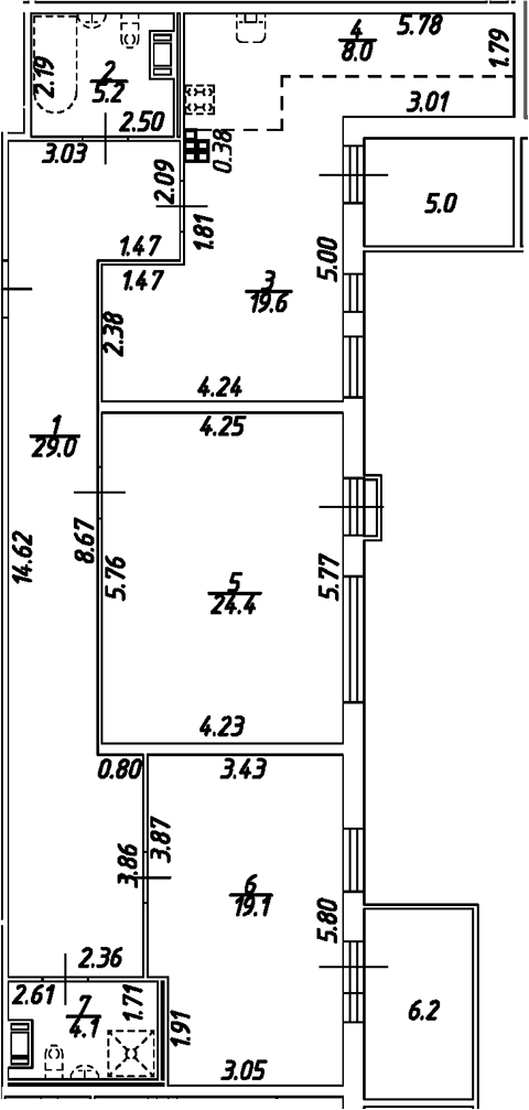 Планировка — Дом на Бронницкой, 3-комн., 109 м²