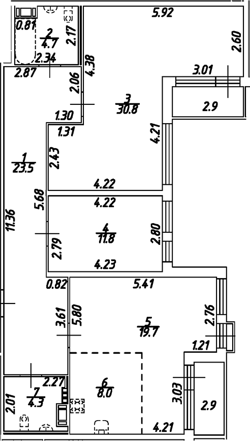 Планировка — Дом на Бронницкой, 3-комн., 103 м²