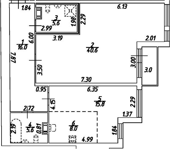 Планировка — Дом на Бронницкой, 2-комн., 92 м²