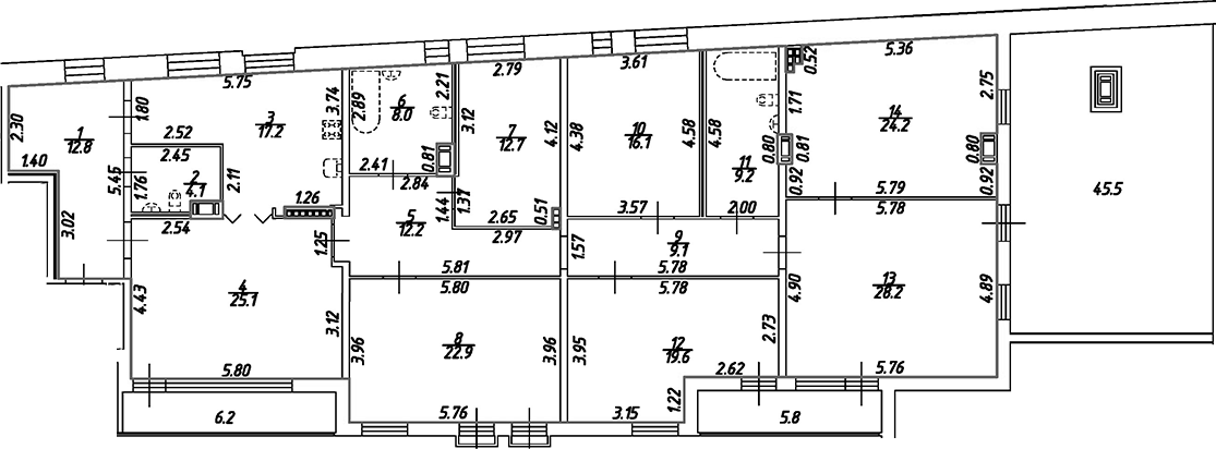 Планировка — Дом на Бронницкой, 7-комн., 221 м²
