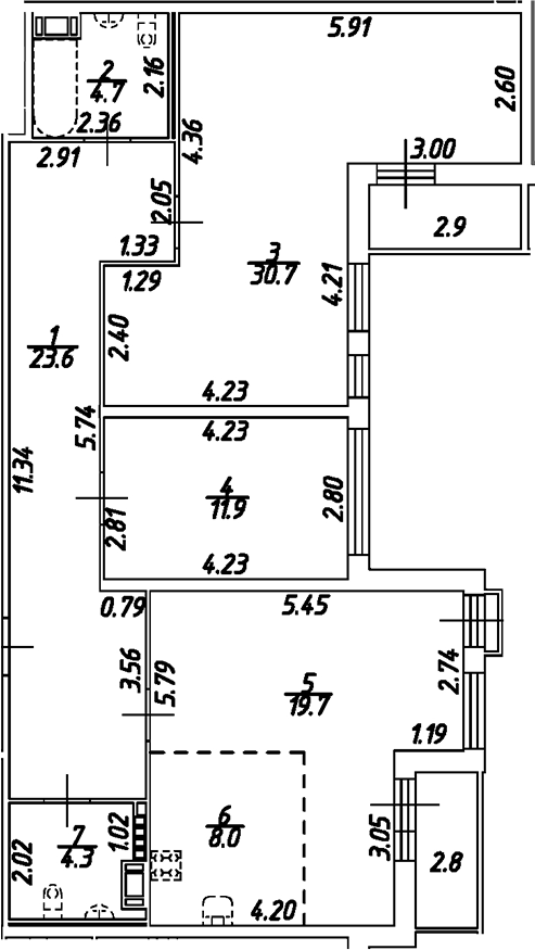 Планировка — Дом на Бронницкой, 3-комн., 103 м²