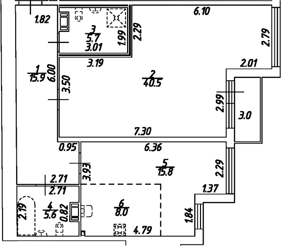 Планировка — Дом на Бронницкой, 2-комн., 92 м²