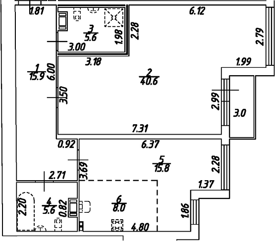 Планировка — Дом на Бронницкой, 2-комн., 92 м²