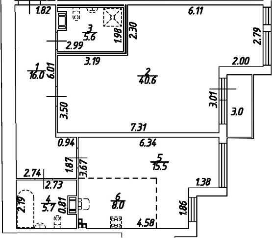 Планировка — Дом на Бронницкой, 2-комн., 91 м²