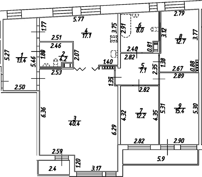 Планировка — Дом на Бронницкой, 4-комн., 131 м²