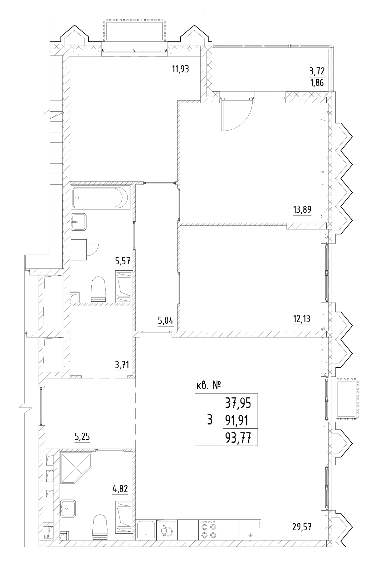Планировка — RESPECT, 4-комн., 92 м²