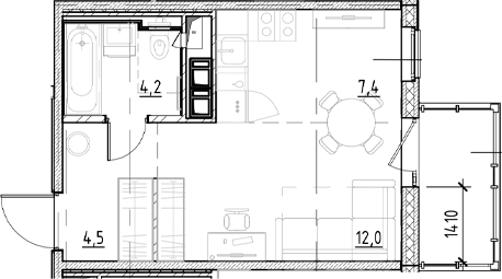Планировка — Янила Форест, Студия, 28 м²