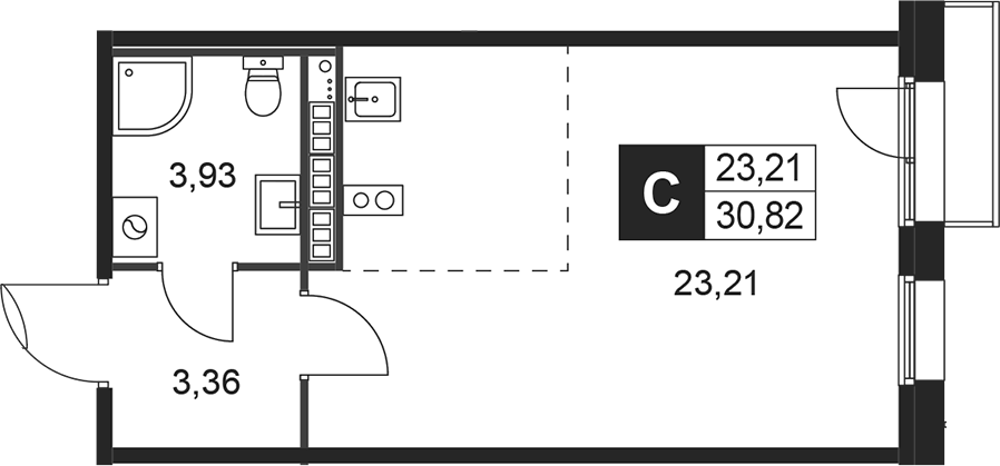 Планировка — Слобода, Студия, 31 м²