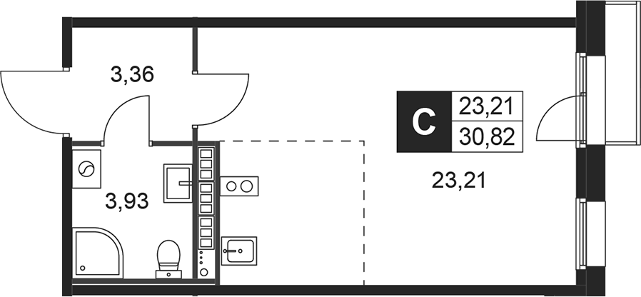 Планировка — Слобода, Студия, 31 м²