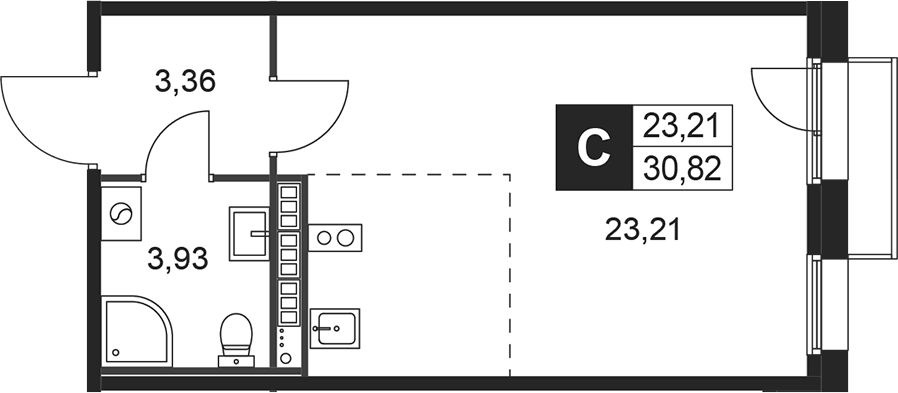 Планировка — Слобода, Студия, 31 м²