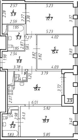 Планировка — Дефанс, 4-комн., 100 м²