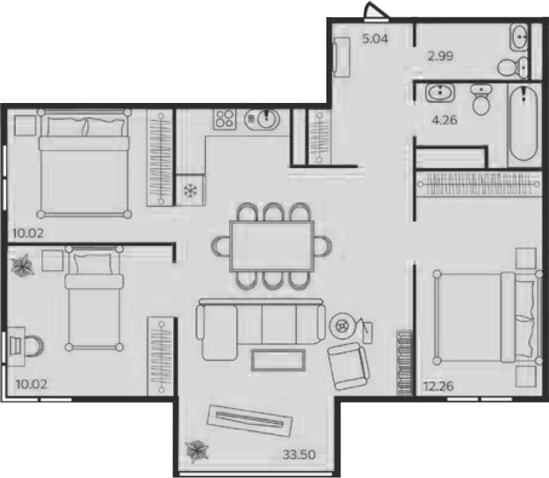 Планировка — Эдельвейс. Выборг, 3-комн., 78 м²