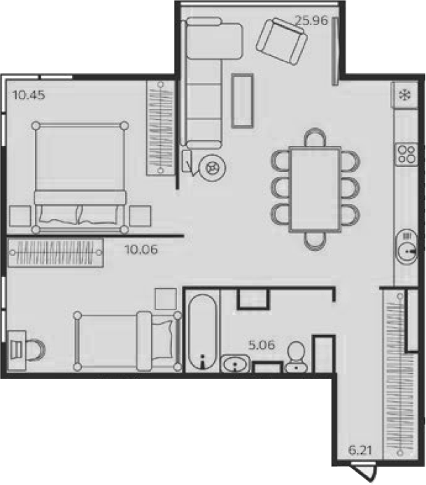 Планировка — Эдельвейс. Выборг, 2-комн., 58 м²