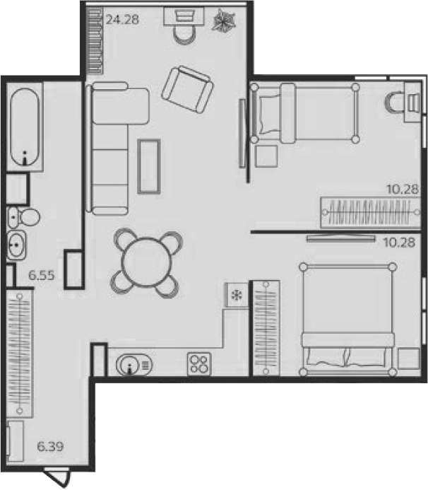Планировка — Эдельвейс. Выборг, 2-комн., 58 м²