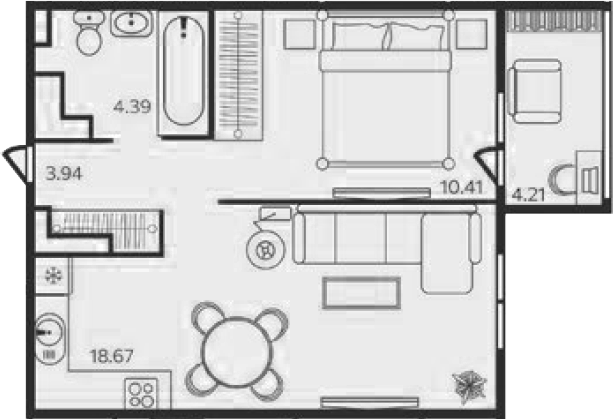 Планировка — Эдельвейс. Выборг, 1-комн., 37 м²
