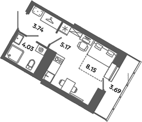 Планировка — Загляденье, Студия, 21 м²
